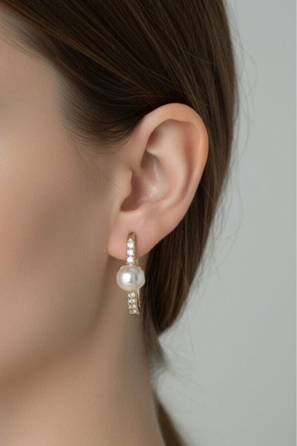 Xuping 14K Tek İncili Taşlı Klipsli Kadın Küpe Kararmaz Kadın Takı Xuping Küpe