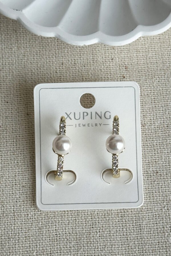 Alternative view of Xuping 14K Tek İncili Taşlı Klipsli Kadın Küpe Kararmaz Kadın Takı Xuping Küpe