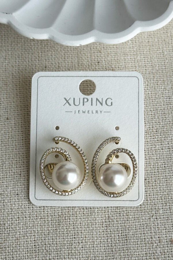 Alternative view of Xuping 14K İncili Su yolu Klipsli Kadın Küpe Kararmaz Kadın Takı Xuping Küpe