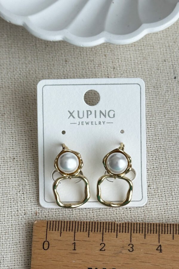 Alternative view of Xuping 14K İncili Kare Klipsli Kadın Küpe Kararmaz Kadın Takı Xuping Küpe