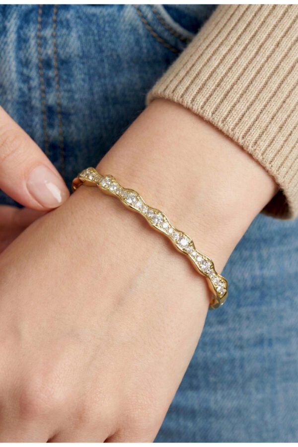 Alternative view of 14K Taşlı Asimetrik 18 cm Kadın Kelepçe Altın Renkli Kadın Xuping Bileklik