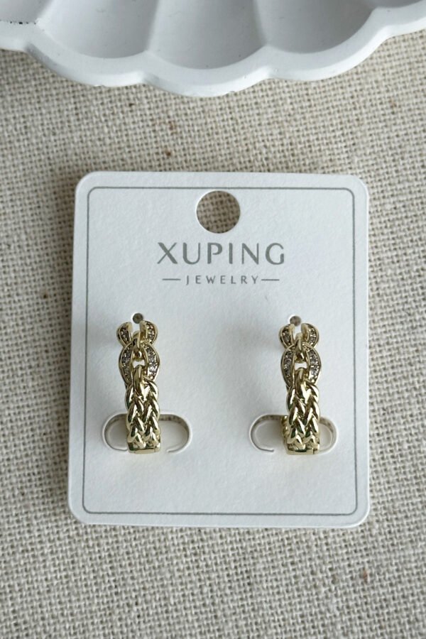 Xuping 14K Düğümlü U Taşlı Kadın Küpe Kararmaz Kadın Takı Xuping Küpe