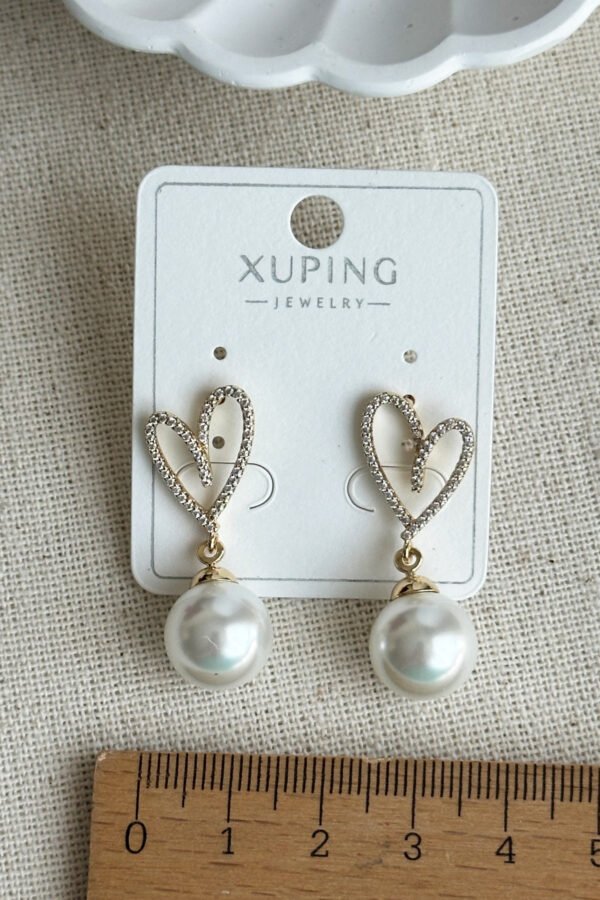 Alternative view of Xuping 14K Kalpli İncili Taşlı Kadın Küpe Kararmaz Kadın Takı Xuping Küpe