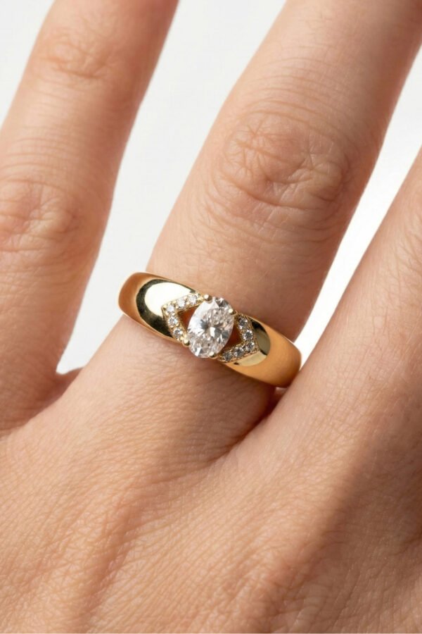 Xuping 14K Oval Tek Taş Kadın Yüzük – Kararmaz Altın Renk Takı | Xuping Yüzük