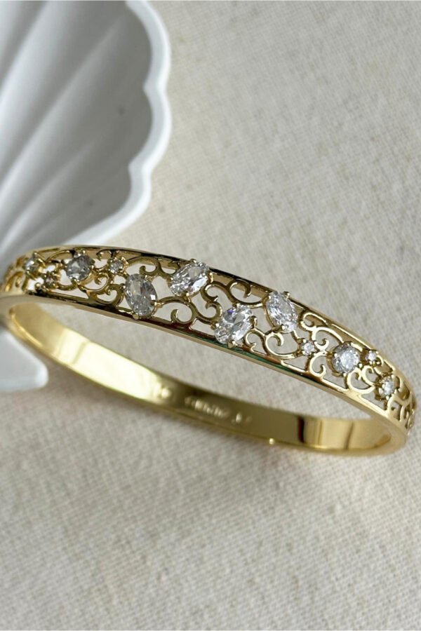 Alternative view of Xuping 14K Taşlı18 cm Yaprak Kadın Kelepçe Altın Renkli Kadın Xuping Bileklik