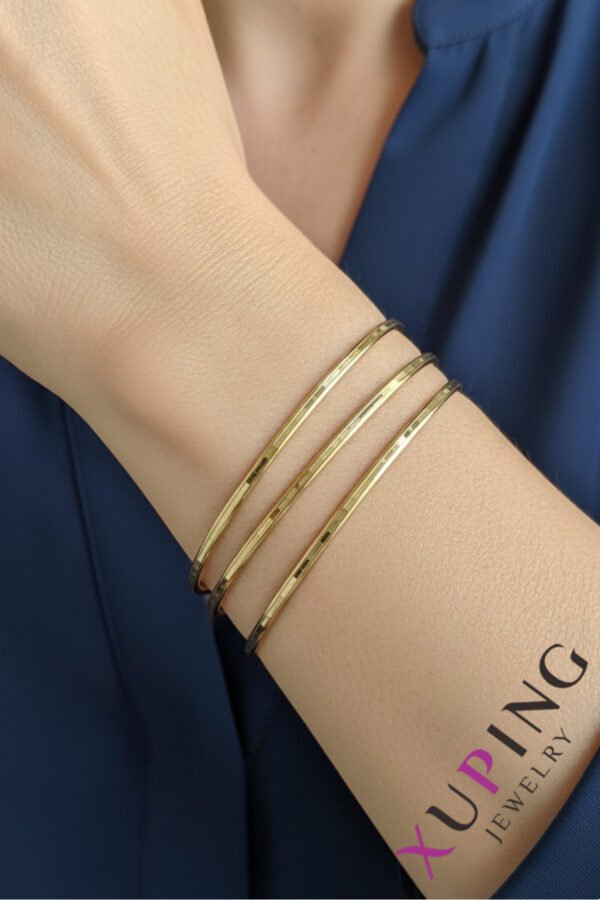 Xuping 14K 3'lü 62 mm Çaplı Kadın Bilezik Altın Renkli Kadın Xupibg Bileklik