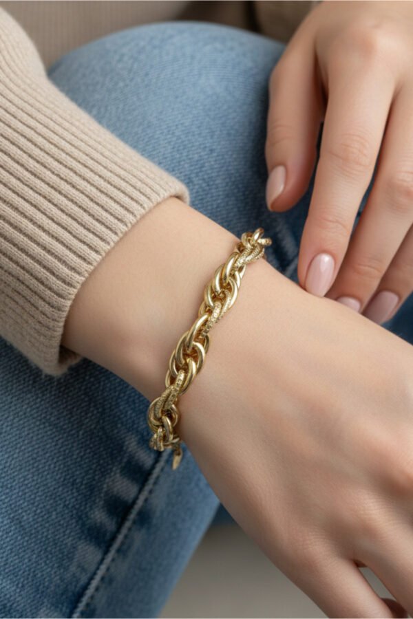 Xuping 14K Asimetrik Zincir Kadın Bileklik 18+3 cm Altın Renkli Kadın Xuping Bileklik