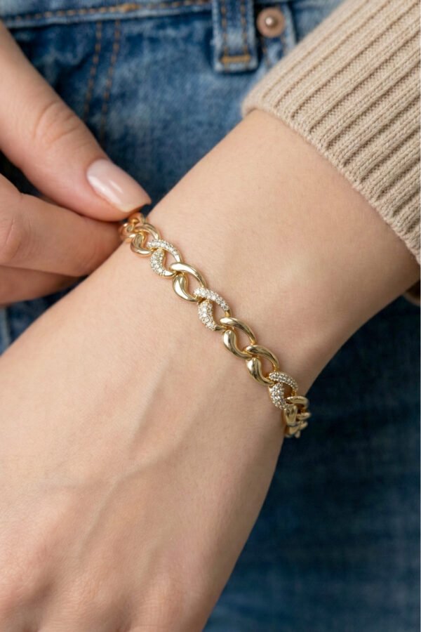 Xuping 14K Taşlı Halka Zincir Kadın Bileklik 17+2 cm Altın Renkli Kadın Xuping Bileklik