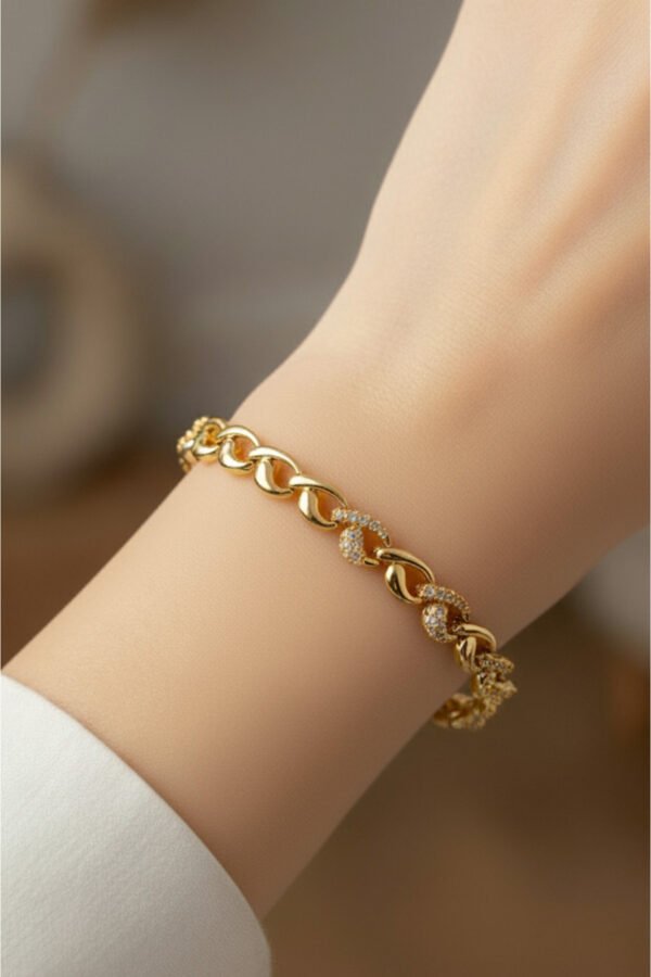 Alternative view of Xuping 14K Taşlı Halka Zincir Kadın Bileklik 17+2 cm Altın Renkli Kadın Xuping Bileklik