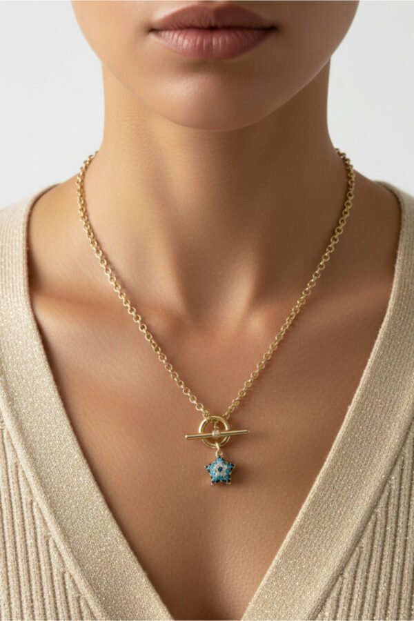 Xuping 14K Yıldız Nazar Kadın Kolye 45 cm | Altın Renkli Kararmaz Kadın Takı Xuping Kolye