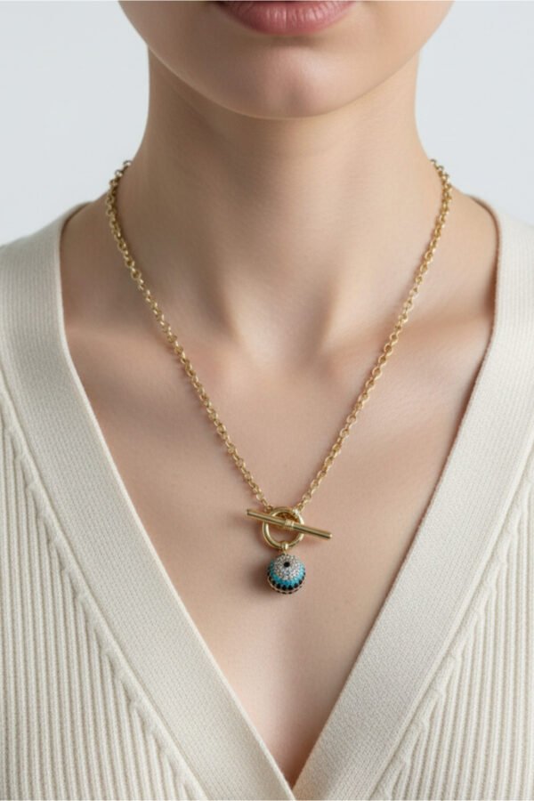 Xuping 14K Nazar Toplu Kadın Kolye 45 cm | Altın Renkli Kararmaz Kadın Takı Xuping Kolye