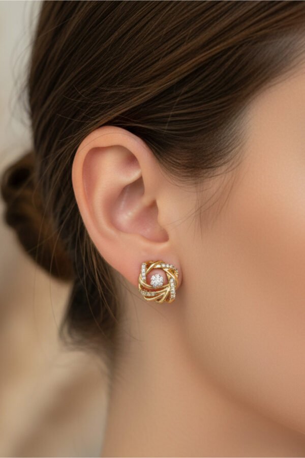 Xuping 14K Yuvarlak Taşlı Saçak Kadın Küpe Kararmaz Kadın Takı Xuping Küpe