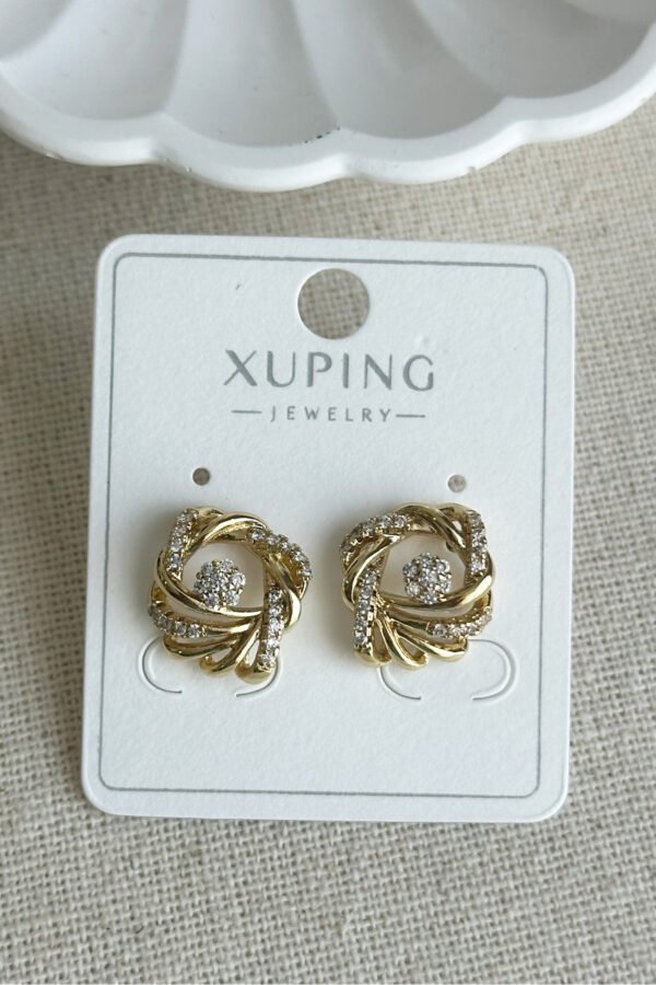 Alternative view of Xuping 14K Yuvarlak Taşlı Saçak Kadın Küpe Kararmaz Kadın Takı Xuping Küpe