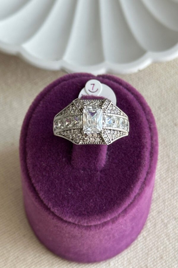 Xuping Vintaj Tek Taş Kadın Yüzük – Kararmaz Gümüş Renk Takı | Xuping Yüzük