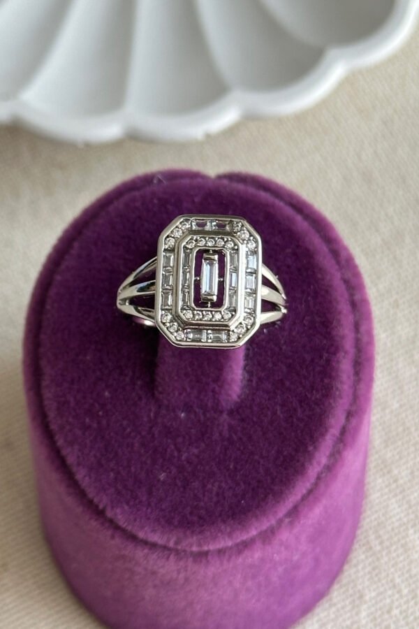 Xuping Dikdörtgen Kadın Yüzük – Kararmaz Gümüş Renk Takı | Xuping Yüzük