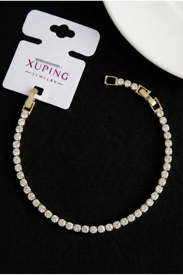 Xuping 14K SuYolu Taşlı Kadın Bileklik – 17+2 cm | Altın Renk Kararmaz Xuping Takı