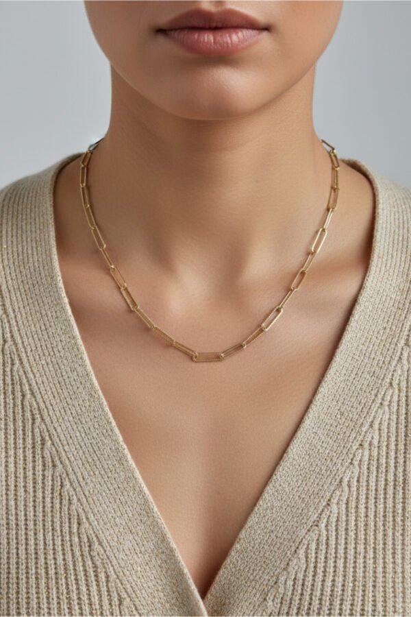 Xuping 14K Ataş Çentikli Kolye 45 cm | Altın Renkli Kararmaz Kadın Takı Xuping Kolye