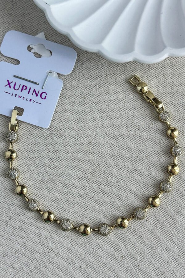 Xuping 14K Taşlı Yuvarlak Model Zincir Kadın Bileklik 17+2 cm Altın Renkli Xuping Takı Bileklik