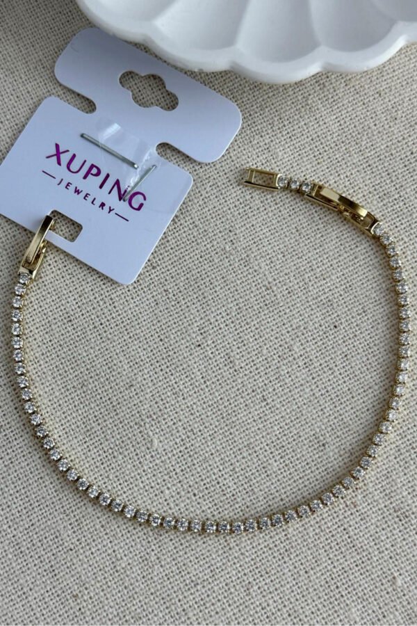 Xuping 14K İnce Su Yolu Model Zincir Kadın Bileklik 17+2 cm Altın Renkli Xuping Takı Bileklik