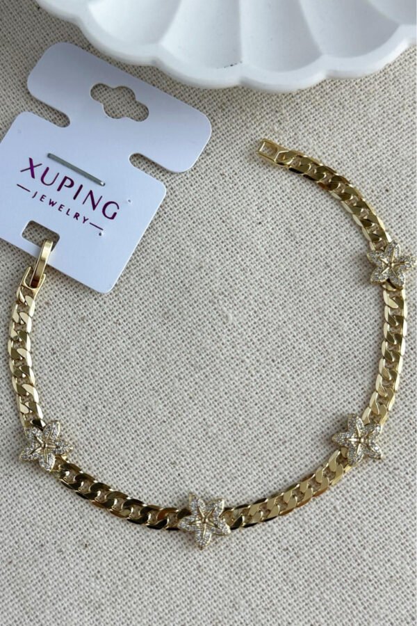Xuping 14K İnce Yıldız Model Zincir Kadın Bileklik 19 cm Altın Renkli Xuping Takı Bileklik