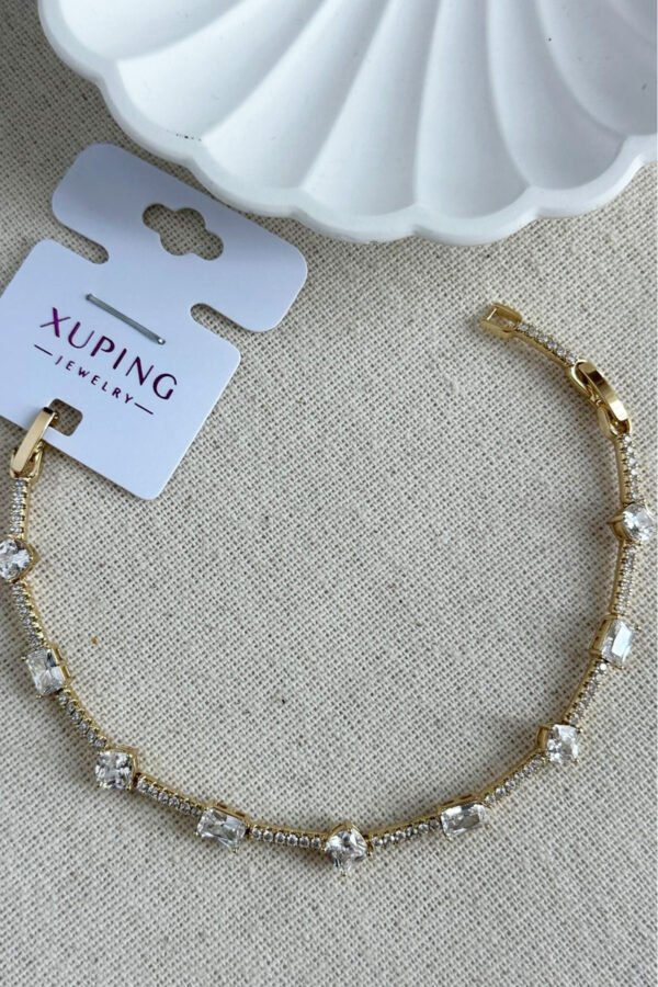 Xuping 14K Taşlı Taşlı Su Yolu Zincir Kadın Bileklik 17 + 2 cm Altın Renkli Xuping Takı Bileklik