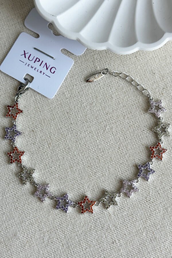 Xuping Yıldızlı Renkli Taşlı Kadın Bileklik 17 +2 cm Gümüş Renkli Xuping Takı Bileklik