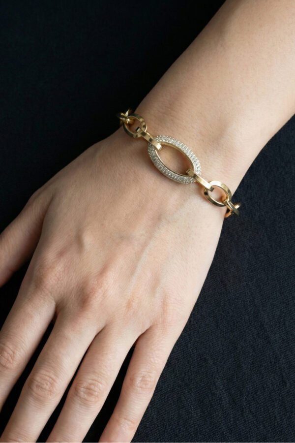 Alternative view of Xuping 14K Oval Halka Taşlı Kadın Bileklik 18 + 2 cm Altın Renkli Xuping Takı Bileklik