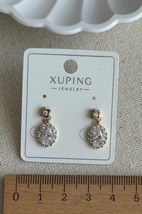 Alternative view of Xuping 14K Taşlı Oval Taşlı Vidalı Kadın Küpe Kararmaz Xuping Takı Küpe