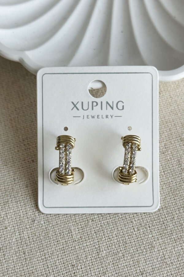 Alternative view of Xuping 14K Taşlı Oval Halka Klipsli Kadın Küpe Kararmaz Xuping Takı Küpe