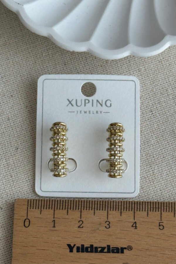 Alternative view of Xuping 14K Çubuk Taşlı Klipsli Kadın Küpe Kararmaz Xuping Takı Küpe