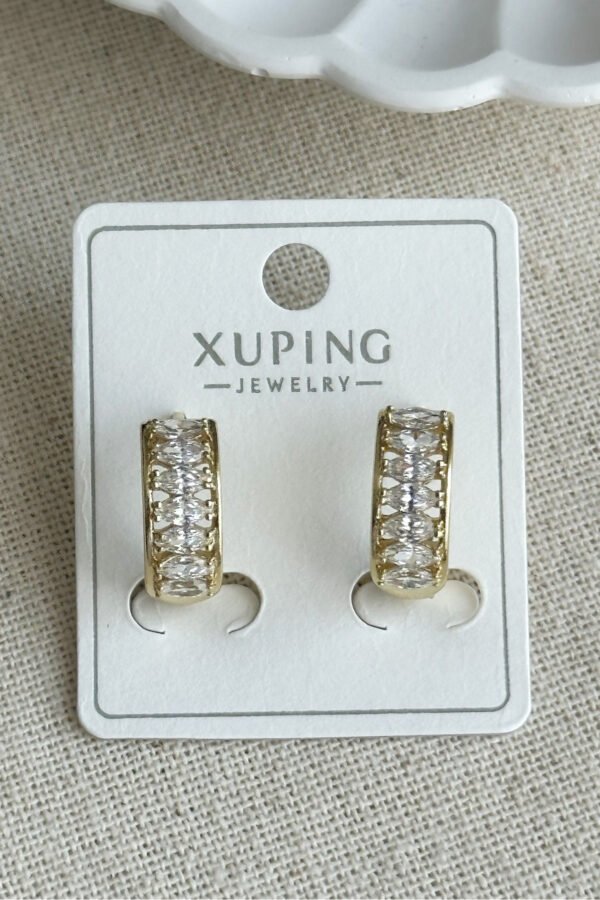 Xuping 14K Taşlı Halka Klipsli Kadın Küpe Kararmaz Xuping Takı Küpe