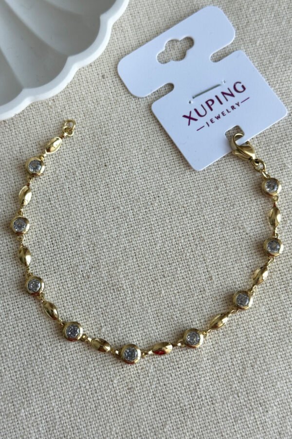 Xuping 14 K Yuvarlak Zincir Kadın Bileklik – 18 cm | Altın Renkli Xuping Bileklik Takı