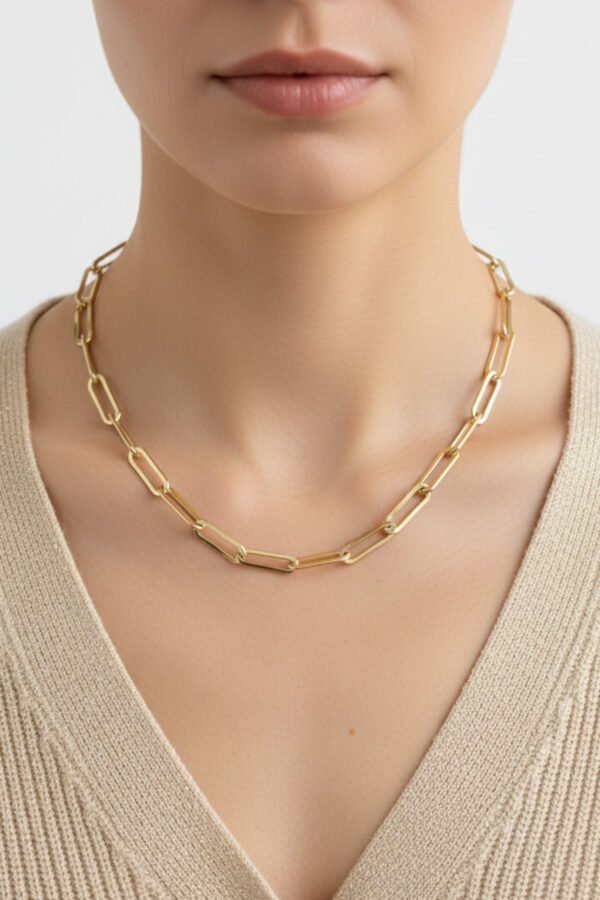 Alternative view of Xuping 14K Ataş Zincir Kolye 45+5 cm | Altın Renkli Kararmaz Kadın Takı Xuping Kolye