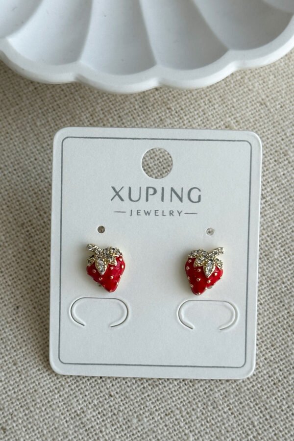 Xuping 14K Mini Çilek Vidalı Kadın Küpe – Kararmaz | Kadın Takı Xuping Küpe