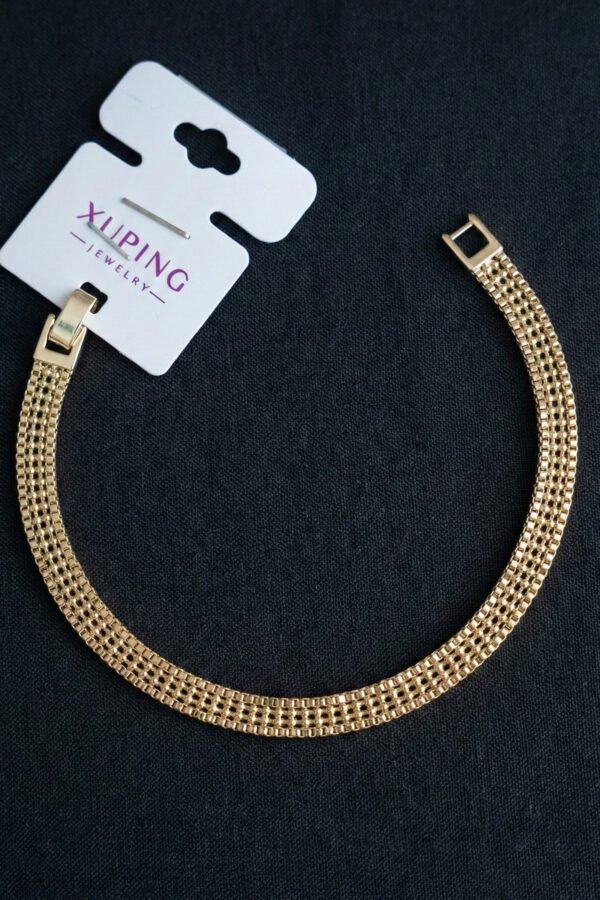 Xuping 14K Hasır Zincir Kadın Bileklik – 19 cm | Altın Renk Kararmaz Xuping Takı