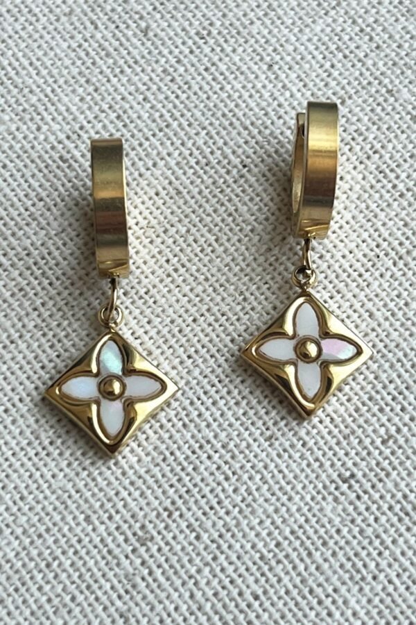 Alternative view of Çelik 22K Kare Küpe Kadın Altın Renkli Kararmaz Küpe