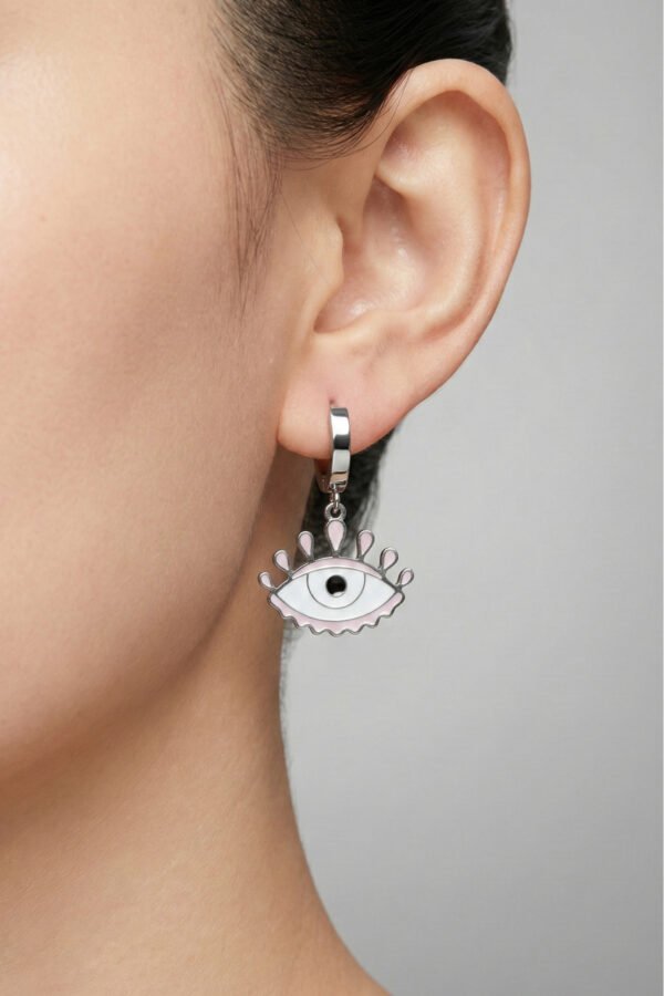 Caprea Çelik Göz Pembe Küpe Kadın Kararmaz Gümüş Renkli Küpe