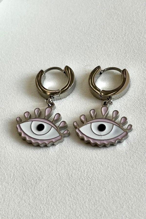 Alternative view of Caprea Çelik Göz Pembe Küpe Kadın Kararmaz Gümüş Renkli Küpe