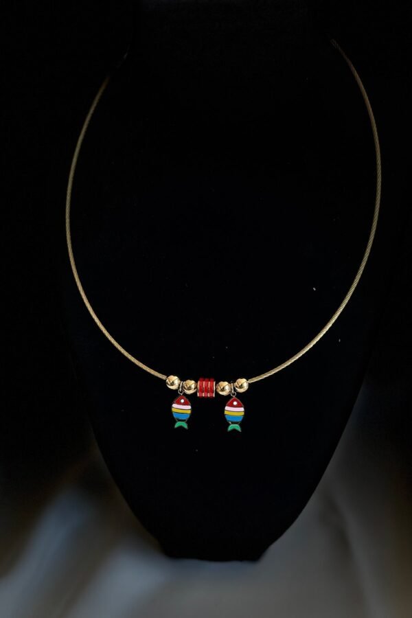 Caprea Çelik Balıklı Pndr Kolye Altın Renkli Kararmaz Kolye 45 Cm Zincirli