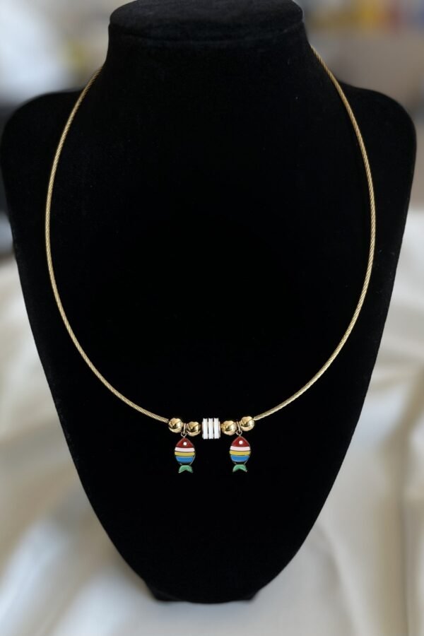 Alternative view of Caprea Çelik Balıklı Pndr Kolye Altın Renkli Kararmaz Kolye 45 Cm Zincirli