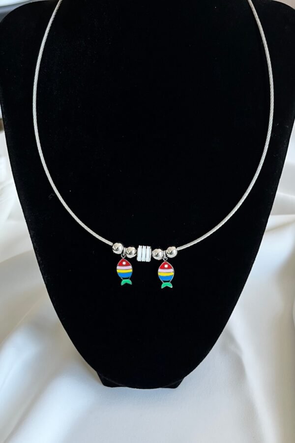 Alternative view of Caprea Çelik Pndr Balıklı Kolye Gümüş Renkli Kararmaz Kolye 45 Cm Zincirli