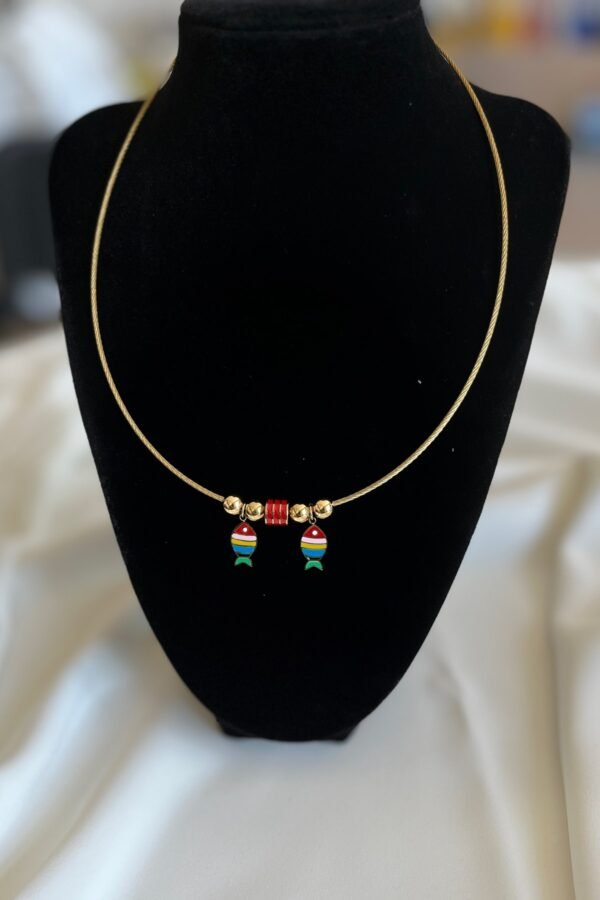 Alternative view of Caprea Çelik Balıklı Pndr Kolye Altın Renkli Kararmaz Kolye 45 Cm Zincirli